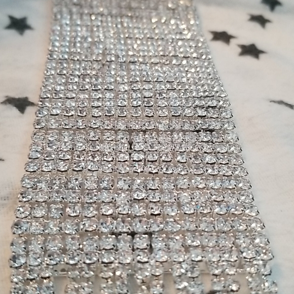 Silver bling Rhinestone fringe bracelet - Picture 7 of 7